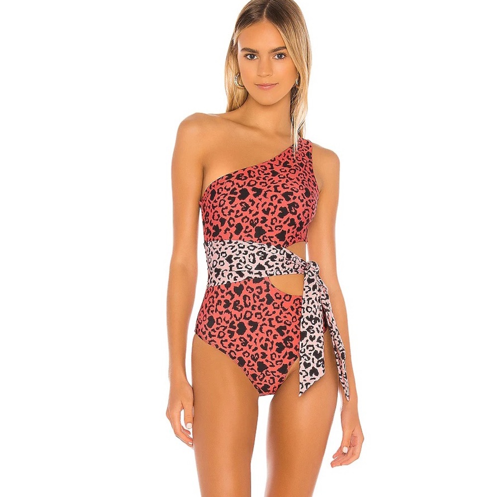 Beach Riot Rae One-Piece Swimsuit Baby Pink/Love Red Size Small NWT